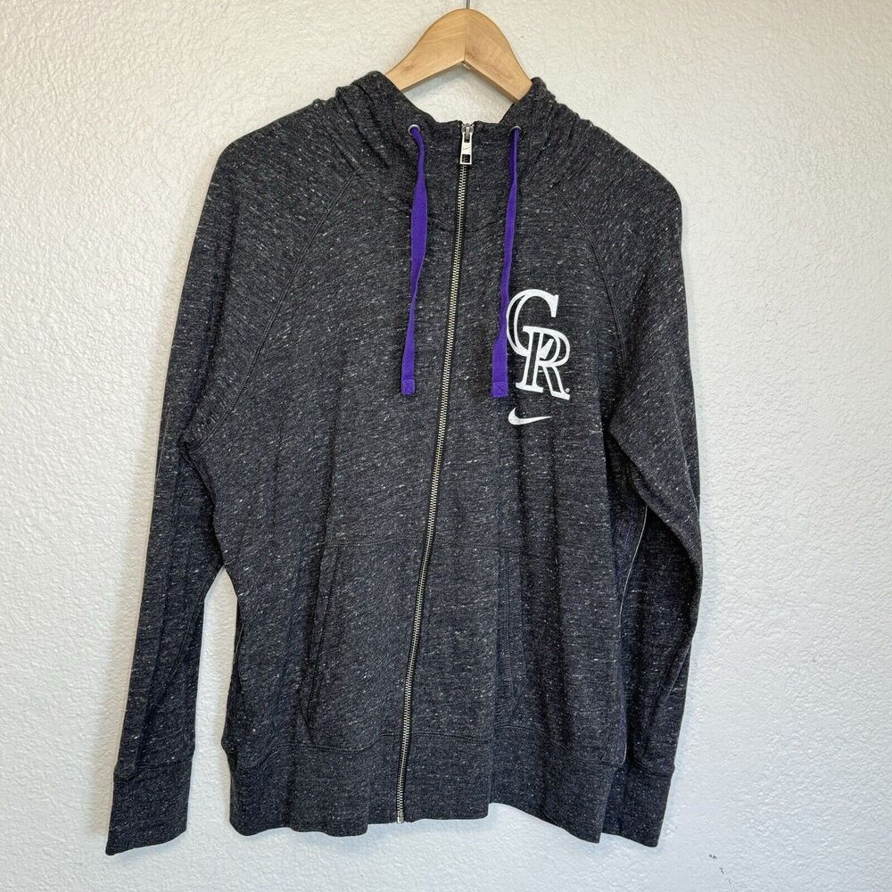 Colorado Rockies Hoodie Women XL Gray Full Zip Sweater Nike MLB Ball Sports Fan
